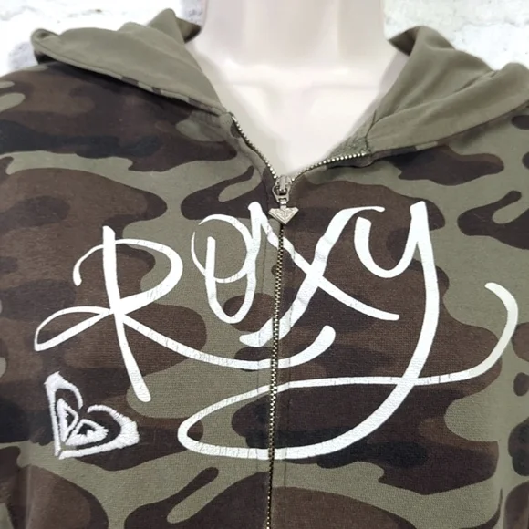 Y2K Roxy Camo Hoodie Jacket Medium - Picture 4 of 9